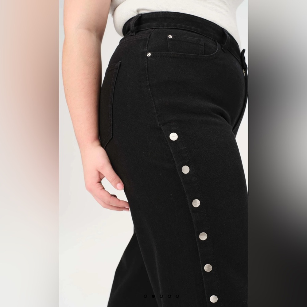 Warp + Weft NCE Plus Wide leg Black Denim Jeans with snaps size 18W